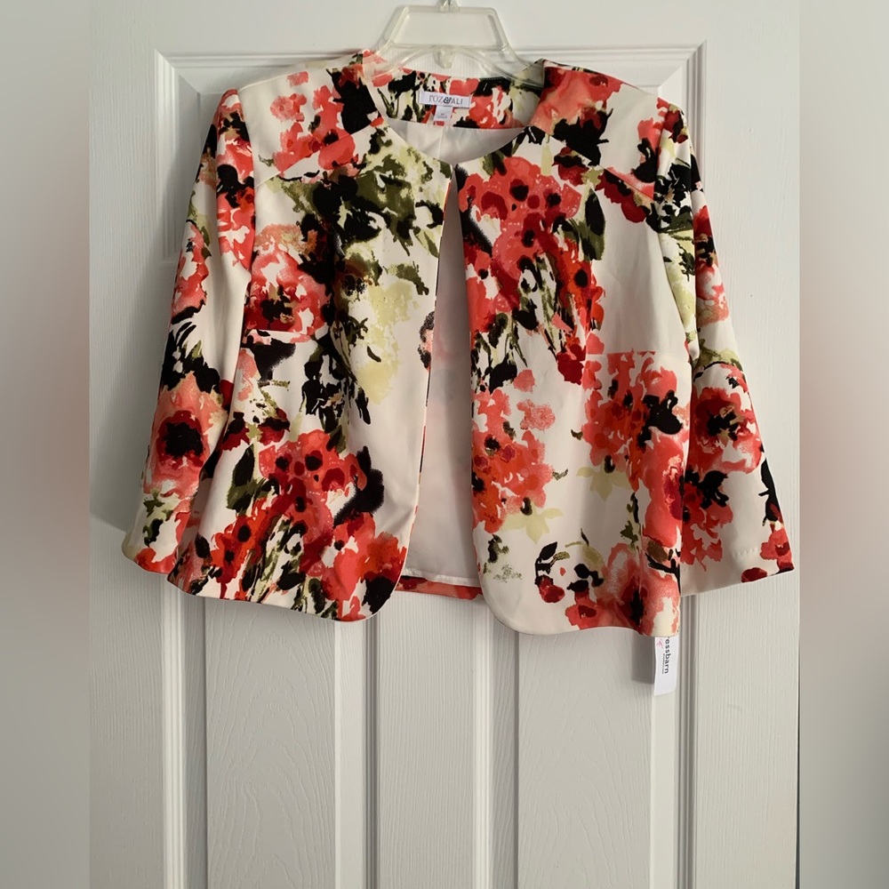 Roz & Ali Jacket Women’s Colorful Soft Shell Short Jacket Open Front Medium NWT